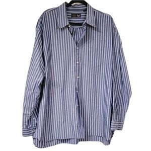 ARROW BLUE JEANS CO Men's Blue White Button Down Shirt Long-sleeved 2XL